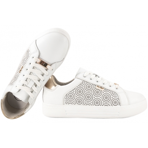 FILIPPO DP7592 AŻUROWE PÓŁBUTY DAMSKIE SNEAKERSY SKÓRZANE NA PLATFORMIE białe