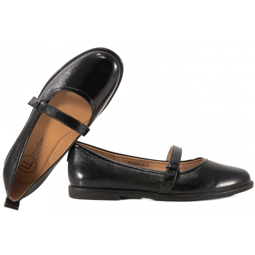 FILIPPO DP7742 BALERINY SKÓRZANE DAMSKIE PÓŁBUTY LAKIERKI czarne
