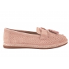 FILIPPO DP7669 AŻUROWE MOKASYNY SKÓRZANE DAMSKIE PÓŁBUTY ZAMSZOWE LORDSY różowe