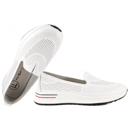 FILIPPO DP7611 AŻUROWE PÓŁBUTY SPORTOWE DAMSKIE MOKASYNY NA PLATFORMIE SKÓRA