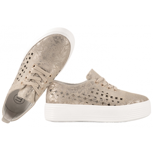 FILIPPO DP7662 AŻUROWE PÓŁBUTY DAMSKIE SNEAKERSY NA PLATFORMIE SKÓRZANE ZAMSZOWE