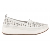 FILIPPO DP4555 AŻUROWE MOKASYNY SKÓRZANE DAMSKIE PÓŁBUTY  NA PLATFORMIE białe
