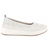 FILIPPO DP7530 AŻUROWE BALERINY SKÓRZANE DAMSKIE PÓŁBUTY NA PLATFORMIE białe