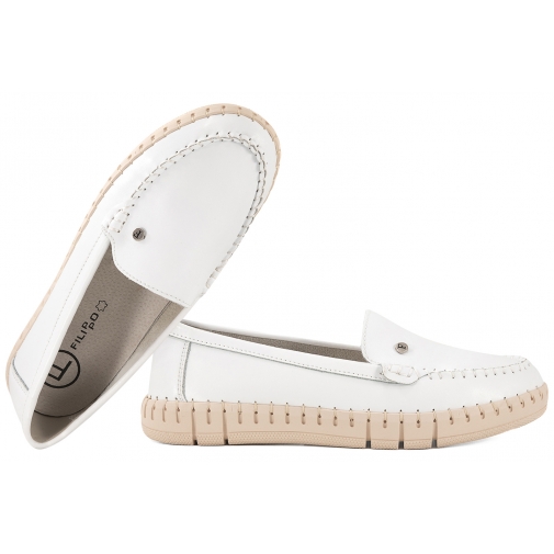 FILIPPO DP7527 PÓŁBUTY SKÓRZANE DAMSKIE MOKASYNY białe