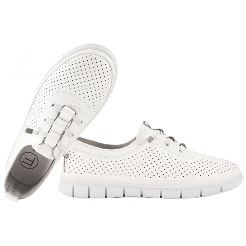 FILIPPO DP7671 AŻUROWE SKÓRZANE PÓŁBUTY SPORTOWE DAMSKIE białe