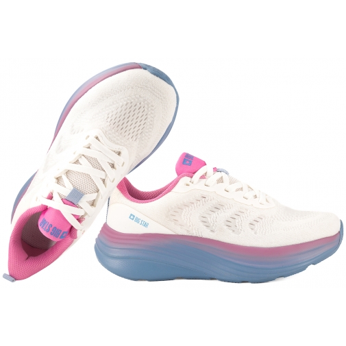 BIG STAR TT274046 BUTY SPORTOWE DAMSKIE SNEAKERSY TEKSTYLNE NA PLATFORMIE białe