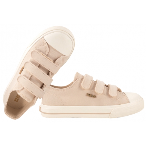 BIG STAR TT374174 TRAMPKI DZIEWCZĘCE TENISÓWKI TEKSTYLNE RZEPY beżowe