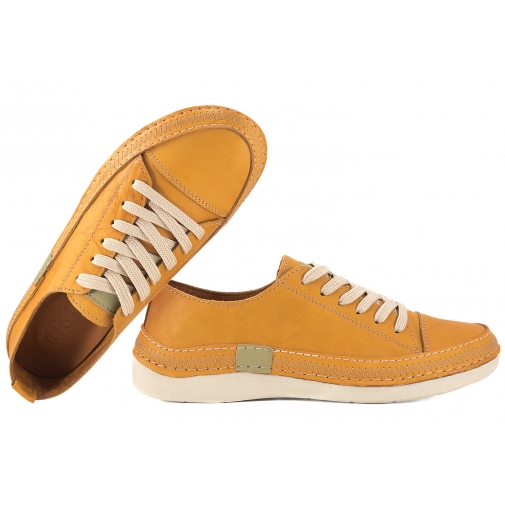 RAVINI 26300 PÓŁBUTY TRAMPKI SKÓRZANE DAMSKIE miodowe