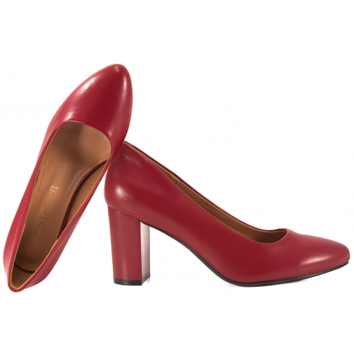 SERGIO LEONE PB131 CZÓŁENKA DAMSKIE PÓŁBUTY NA OBCASIE EKO czerwone