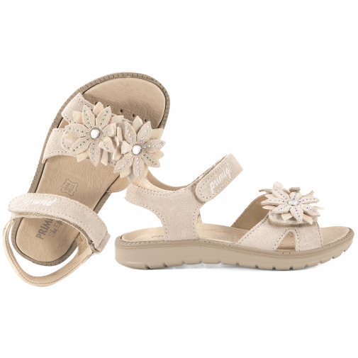 PRIMIGI 1385200 SKÓRZEANE SANDAŁKI DZIEWCZĘCE SANDAŁY NA RZEPY beżowe