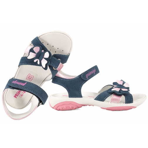 PRIMIGI 1383722 SANDAŁKI DZIEWCZĘCE SANDAŁY SKÓRZANE NA RZEPY granatowe