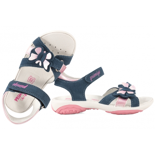 PRIMIGI 1383722 SANDAŁKI DZIEWCZĘCE SANDAŁY SKÓRZANE NA RZEPY granatowe