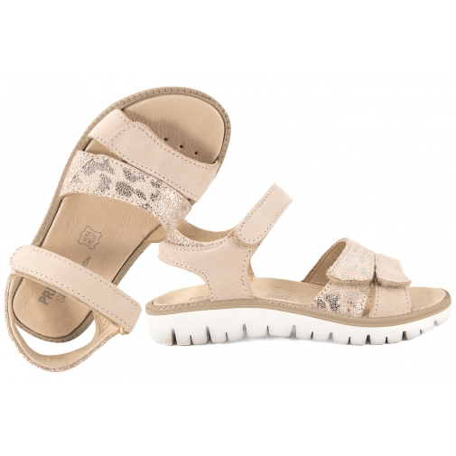 PRIMIGI 1389022 SKÓRZANE SANDAŁKI DZIEWCZĘCE SANDAŁY NA RZEPY beżowe