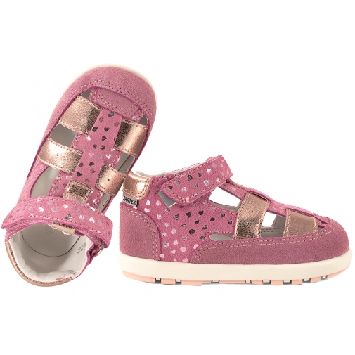 BARTEK 8600585 SKÓRZANE SANDAŁKI DZIEWCZĘCE ZABUDOWANE PÓŁBUTY WYCINANE