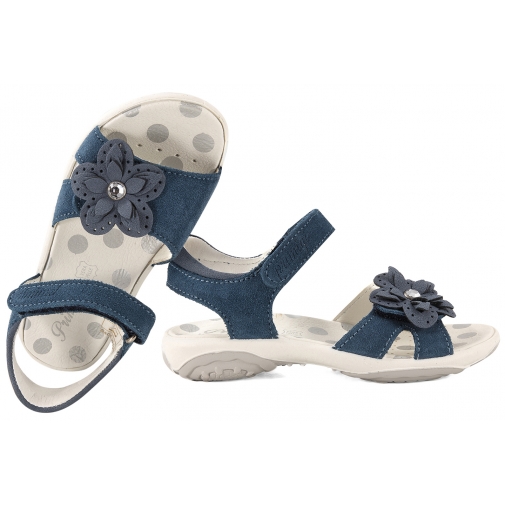 PRIMIGI 1383688 SANDAŁKI DZIEWCZĘCE SANDAŁY SKÓRZANE NA RZEPY granatowe