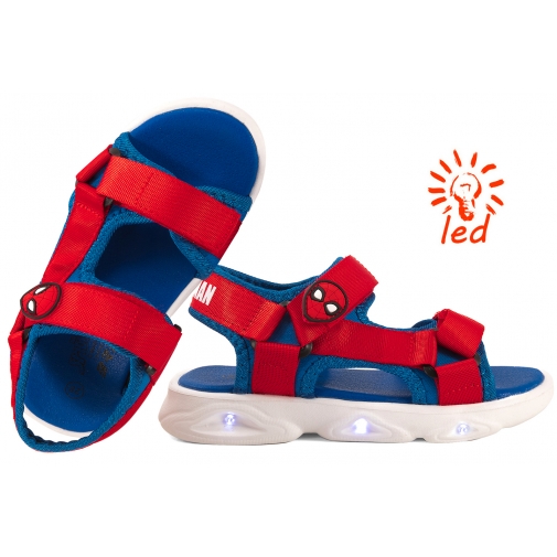 BARTEK 8900645 ŚWIECĄCE SANDAŁKI TEKSTYLNE CHŁOPIĘCE NA PIANCE PU Spider-Man
