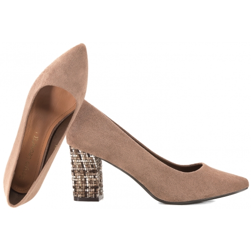 SERGIO LEONE PB414 CZÓŁENKA DAMSKIE PÓŁBUTY NA OBCASIE j.brąz