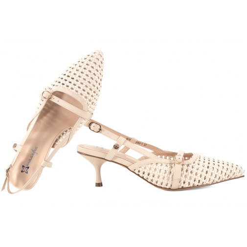 MACIEJKA K7446-22 AŻUROWE SKÓRZANE SANDAŁY DAMSKIE SZPILKI CZÓŁENKA NA LATO