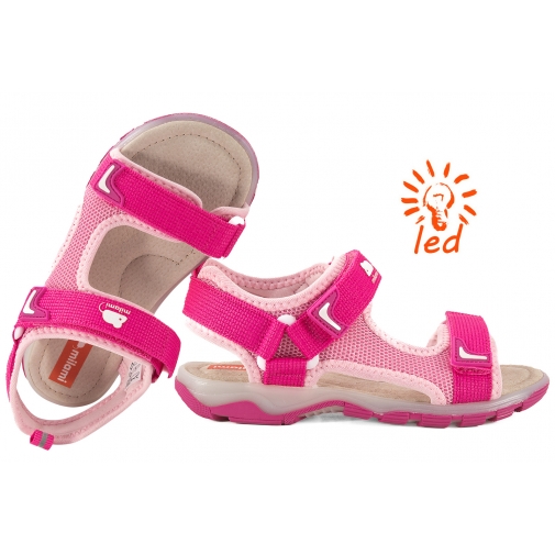MILAMI 520-2 SANDAŁKI DZIEWCZĘCE SANDAŁY TEKSTYLNE NA RZEPY różowe