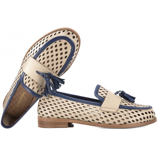 MACIEJKA HJ760-17 AŻUROWE MOKASYNY SKÓRZANE PÓŁBUTY LORDSY