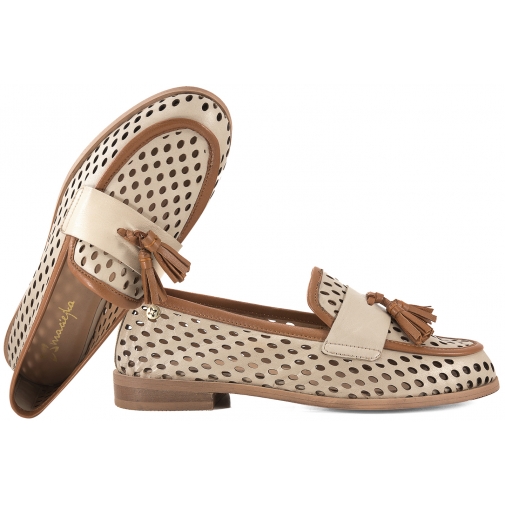 MACIEJKA HJ760-14 AŻUROWE MOKASYNY SKÓRZANE PÓŁBUTY LORDSY