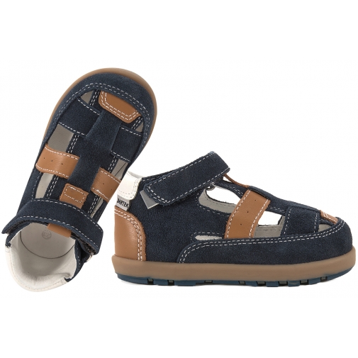 BARTEK 8600586 SKÓRZANE SANDAŁKI CHŁOPIĘCE ZABUDOWANE PÓŁBUTY WYCINANE