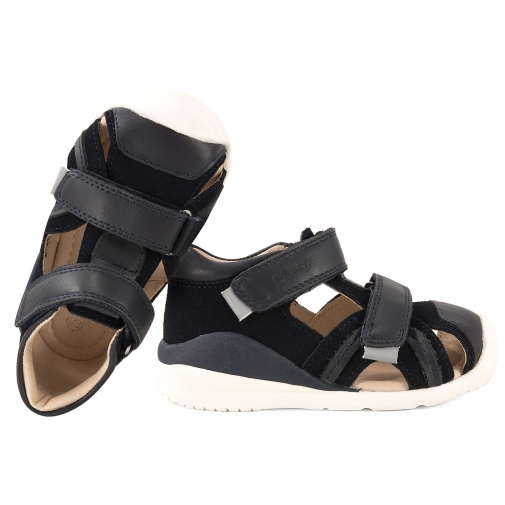BARTEK 8441876 SKÓRZANE SANDAŁKI CHŁOPIĘCE ZABUDOWANE Z NOSKIEM granatowe