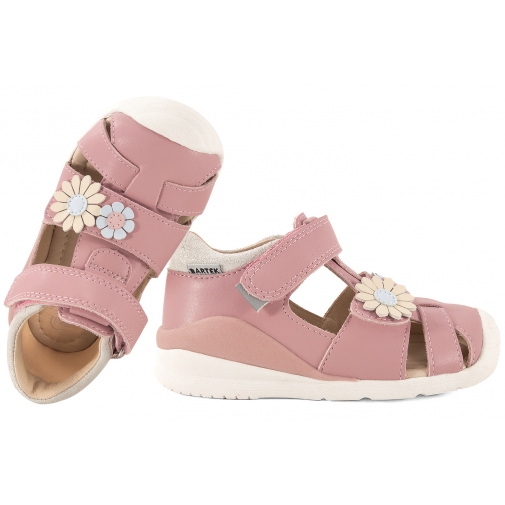 BARTEK 8441855 SKÓRZANE SANDAŁKI DZIEWCZĘCE ZABUDOWANE Z NOSKIEM różowe