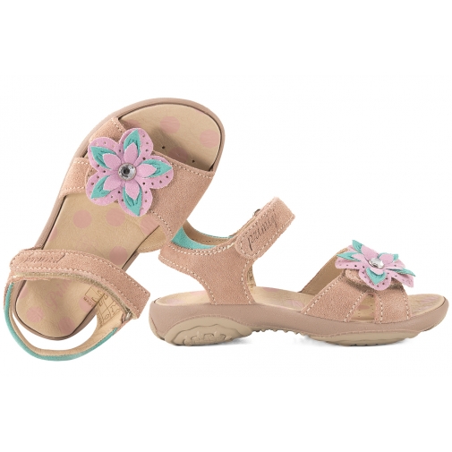 PRIMIGI 1383677 SANDAŁKI DZIEWCZĘCE SANDAŁY SKÓRZANE NA RZEPY beżowe