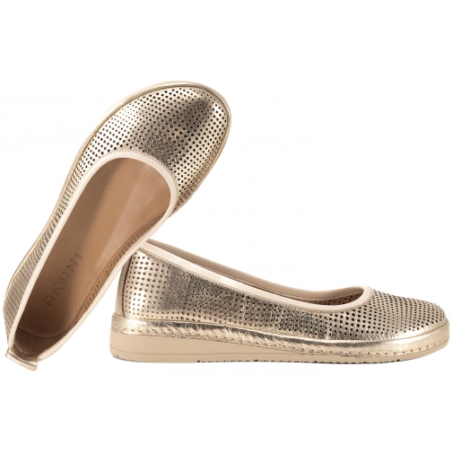 RAVINI 9118106-1 BAREFOOT AŻUROWE BALERINY SKÓRZANE DAMSKIE złote