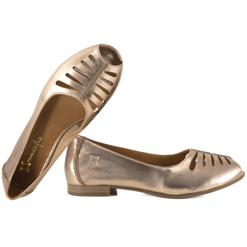 MACIEJKA P7541-32 BALERINKI AŻUROWE DAMSKIE PÓŁBUTY BALERINY SKÓRZANE miedziane