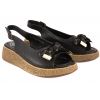 FILIPPO DS7582 AŻUROWE SKÓRZANE SANDAŁY DAMSKIE KOTURN NA PLATFORMIE czarne