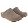 FILIPPO DK7567 SKÓRZANE KLAPKI DAMSKIE NA KOTURNIE ZAMSZOWE taupe