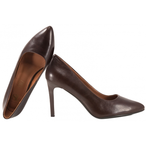 SERGIO LEONE 1339 SKÓRZANE CZÓŁENKA DAMSKIE SZPILKI brązowe