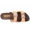VERANO 4307 KLAPKI DAMSKIE HISZPAŃSKIE SKÓRZANE NA KORKU nude