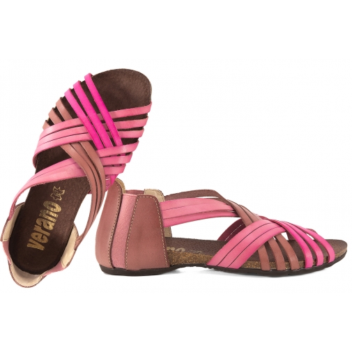 VERANO 1204 SKÓRZANE HISZPAŃSKIE SANDAŁY DAMSKIE różowe