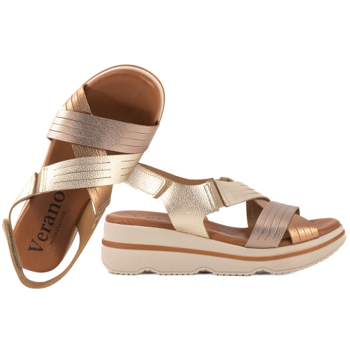 VERANO 4919 SKÓRZANE SANDAŁY DAMSKIE HISZPAŃSKIE KOTURN NA PLATFORMIE