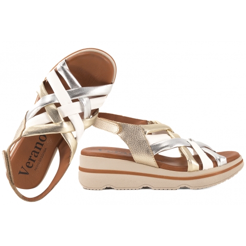 VERANO 3279 SKÓRZANE SANDAŁY DAMSKIE HISZPAŃSKIE KOTURN NA PLATFORMIE