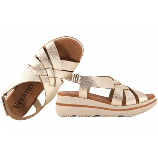 VERANO 4914 SKÓRZANE SANDAŁY DAMSKIE HISZPAŃSKIE KOTURN NA PLATFORMIE