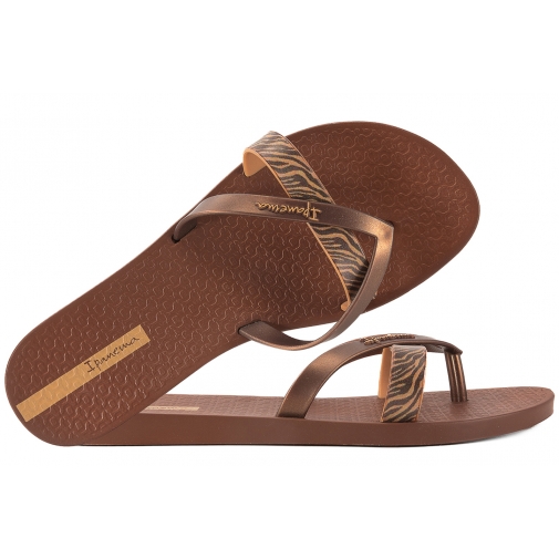 IPANEMA 83673 KIREI CHIC JAPONKI DAMSKIE KLAPKI PLAŻA BASEN PRYSZNIC  brąz/zebra
