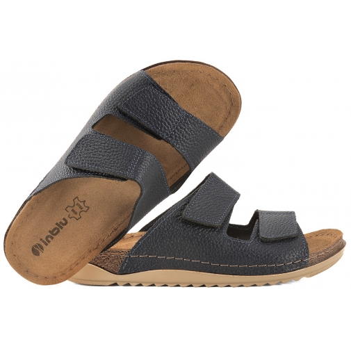 INBLU AA-5GU SKÓRZANE KLAPKI DAMSKIE SOFT PU RZEPY granatowe