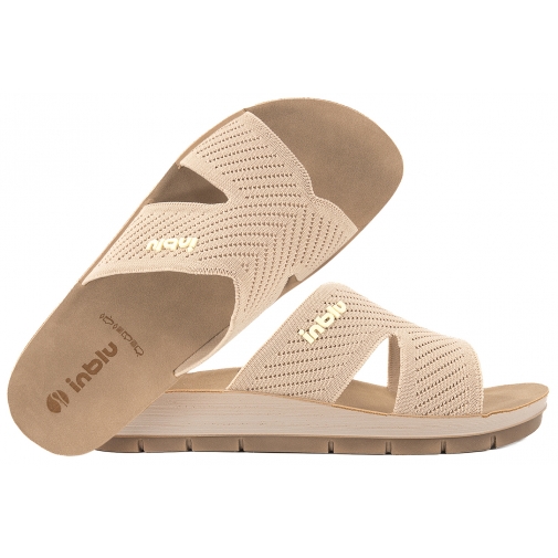 INBLU AG-14 TEKSTYLNE KLAPKI DAMSKIE SOFT PU piaskowe