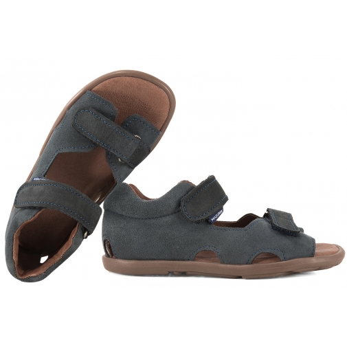 MAZUREK 1363 BAREFOOT SKÓRZANE SANDAŁY DZIECIĘCE NUBUK navy