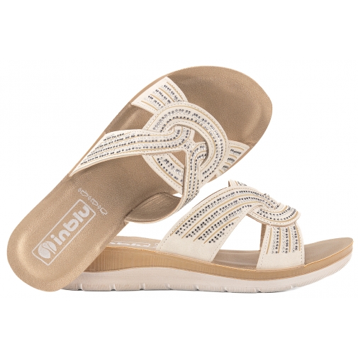 INBLU BV-47 KLAPKI DAMSKIE COMFORT SOFT EKO PU lodowy beż