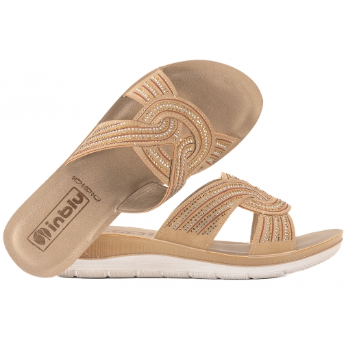 INBLU BV-47 KLAPKI DAMSKIE COMFORT SOFT EKO PU piaskowe