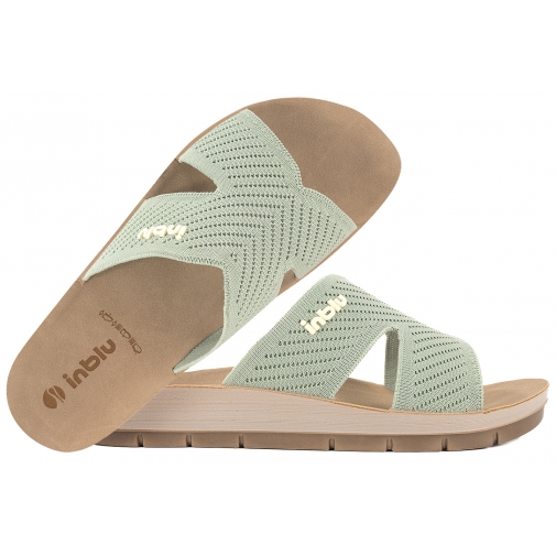 INBLU AG-14 TEKSTYLNE KLAPKI DAMSKIE SOFT PU miętowe