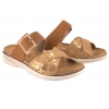 INBLU FA-06 KLAPKI DAMSKIE KOMFORT SOFT PU SKÓRZANA WKŁADKA camel/złoty