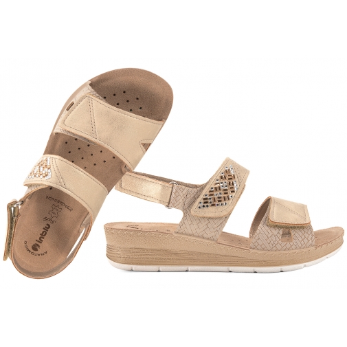 INBLU FC-66 SANDAŁY DAMSKIE SOFT COMFORT SKÓRZANA WKŁADKA piaskowe