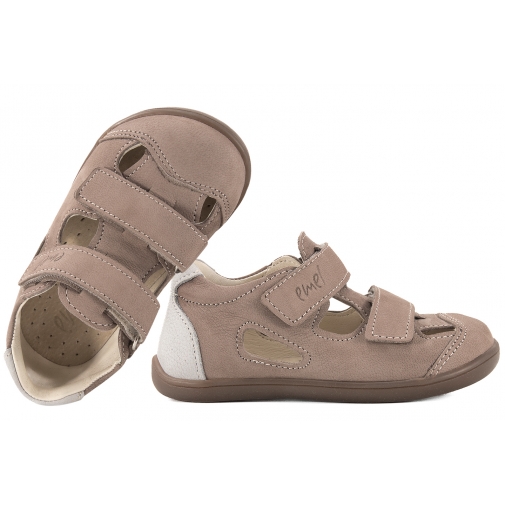 EMEL E2825-4 BAREFOOT PÓŁBUTY WYCINANE SANDAŁY PEŁNE SKÓRZANE taupe