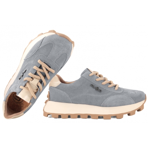 FILIPPO DP7498 PÓŁBUTY DAMSKIE ZAMSZOWE SNEAKERSY NA PLATFORMIE SKÓRA szare